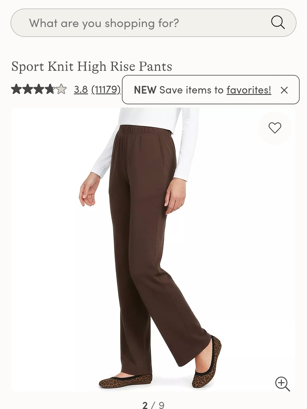 Lands' End Sport Knit High Rise Straight Leg Pants - Brown